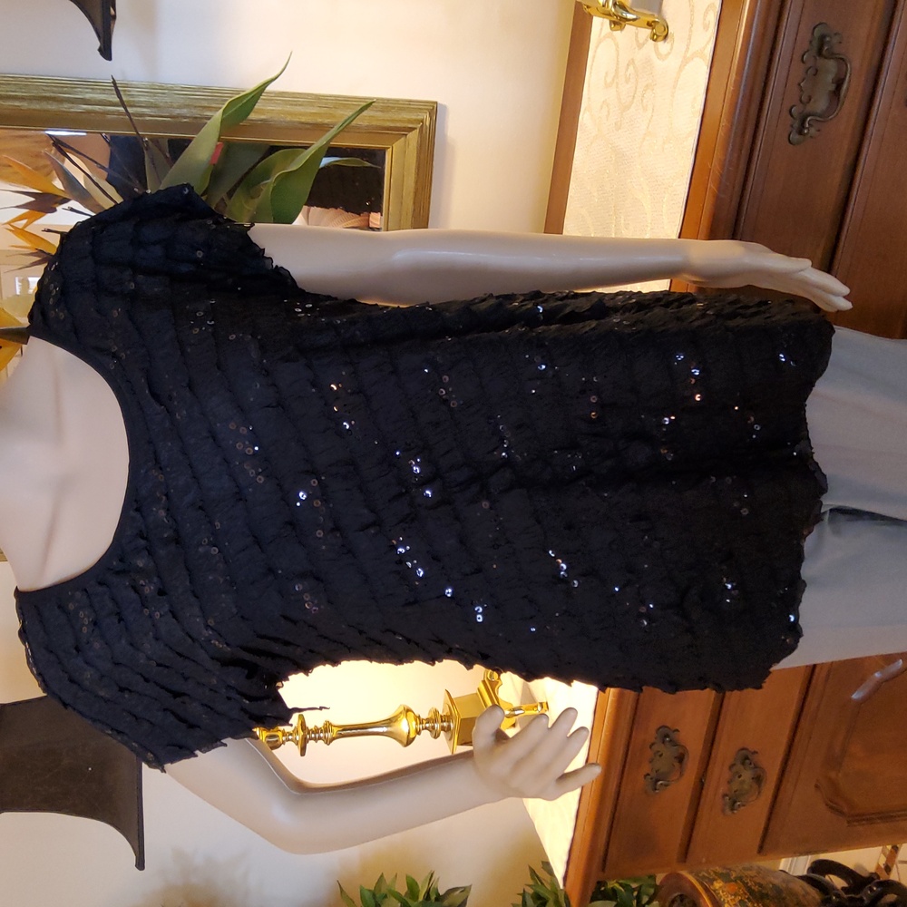 Ruffle & Sequin Top by Antthony